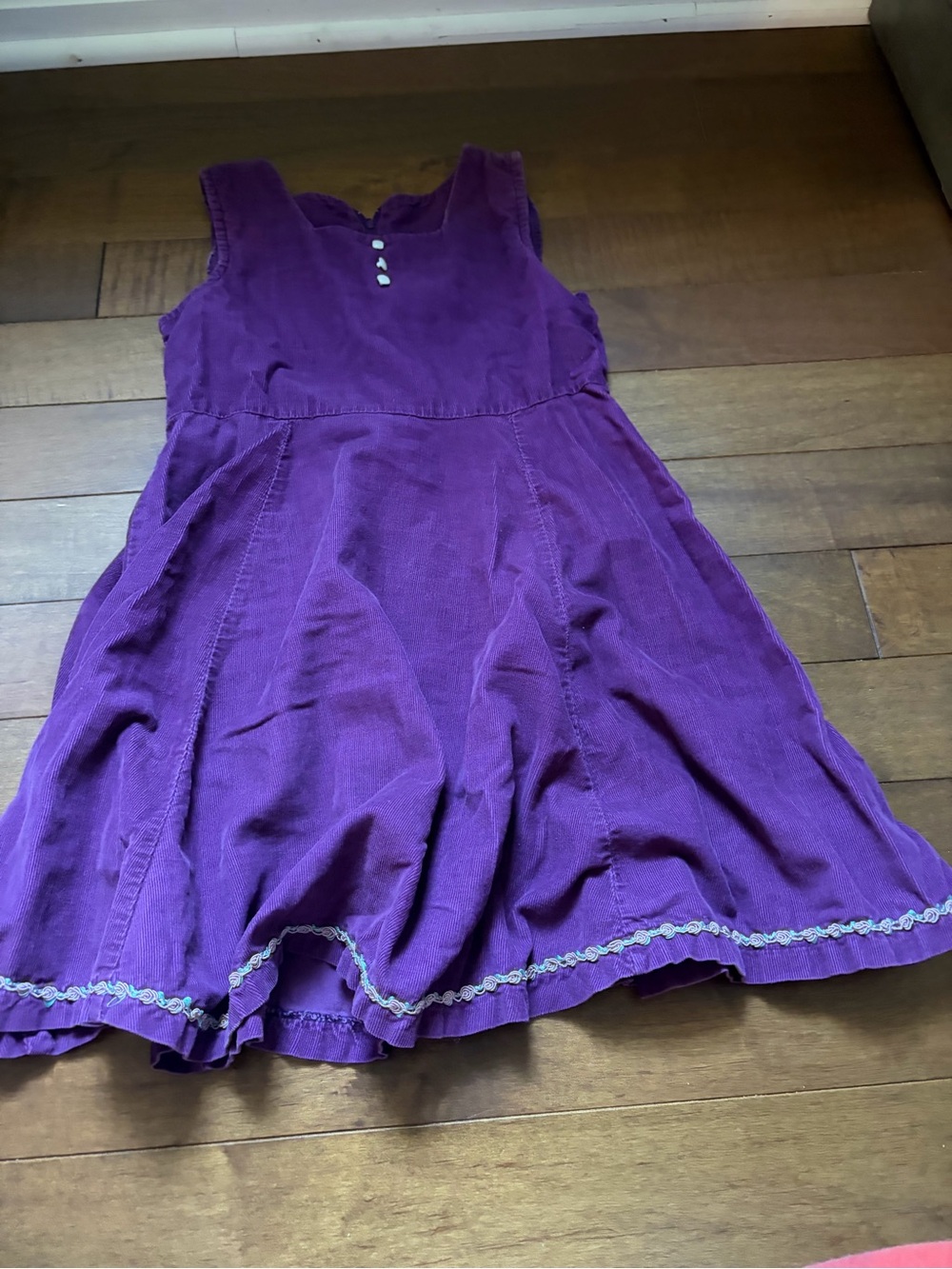 Cherokee Purple Sleeveless Cotton Twirl Dress with Trim